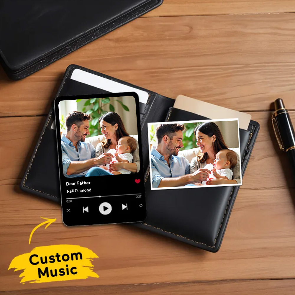 Custom Favorite Song Metal Wallet Card Personalized Aluminum Photo Wallet Card Gifts For Dad - MyPhotoSocksAu