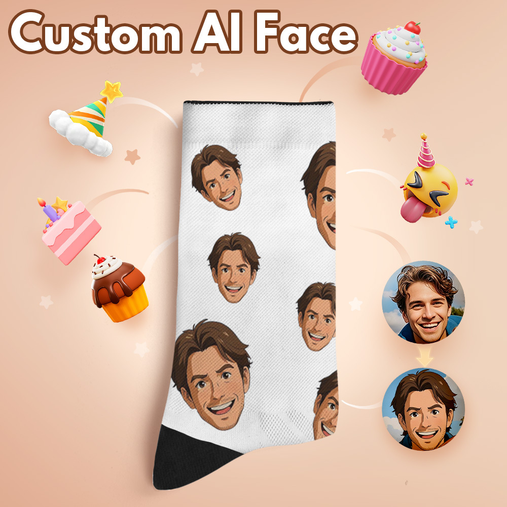 Custom Face Socks Breathable Add Pictures Colorful Photo Socks Gifts