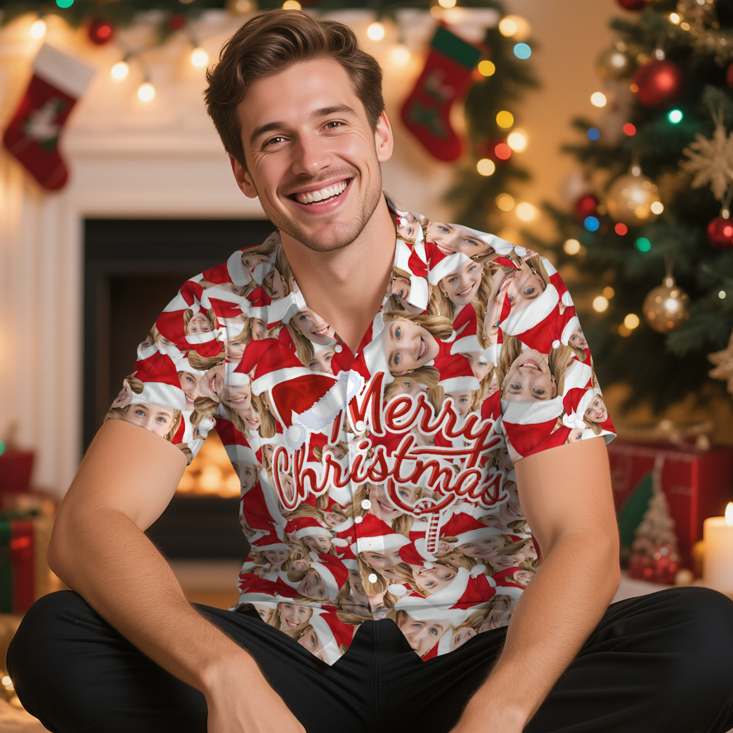 Personalized Face Christmas Shirt Merry Christmas Multi-face Hawaiian Shirt  Gift for Family Friends Xmas Gift - MyPhotoSocksAu