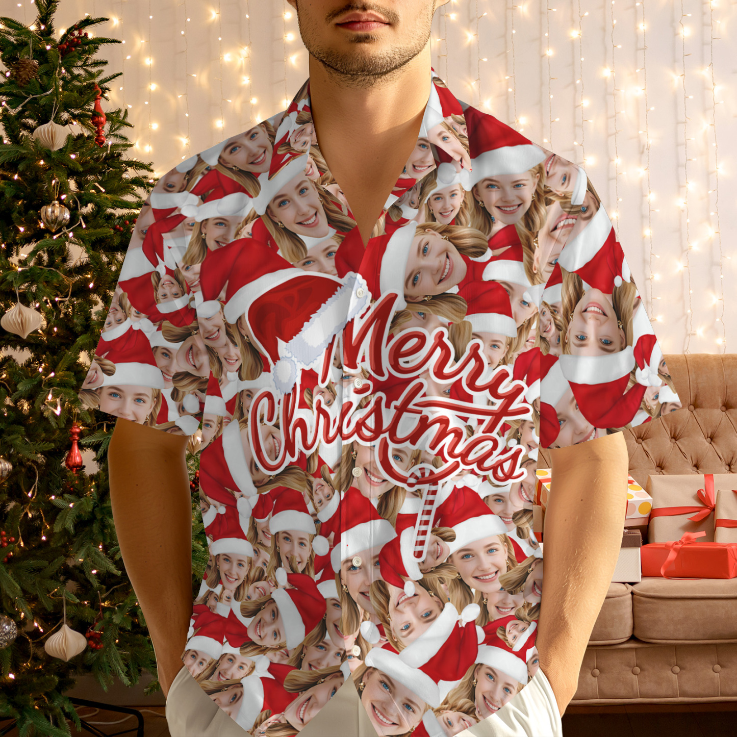 Personalized Face Christmas Shirt Merry Christmas Multi-face Hawaiian Shirt  Gift for Family Friends Xmas Gift - MyPhotoSocksAu