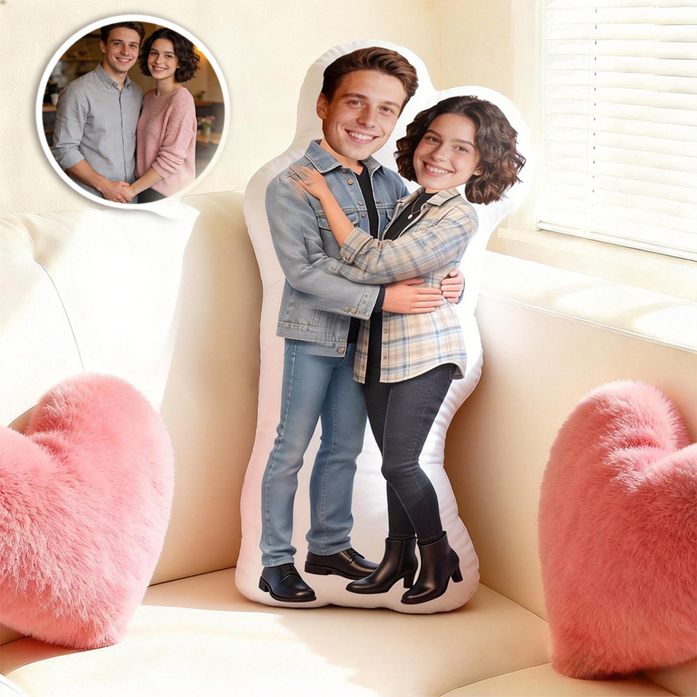 Custom Couple Face Pillow Personalized Photo Pillow Best Girlfriend Minime Pillow  Minime Doll Anime Style Valentine's Day Gifts