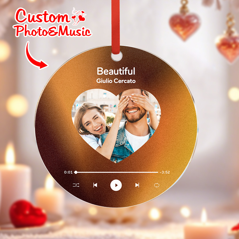 Custom Music and Photo Ornaments Valentine's Day Gifts For Couple - MyPhotoSocksAu