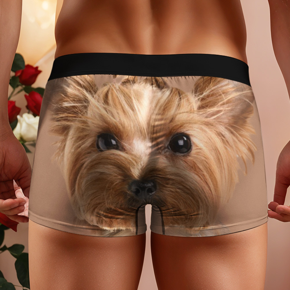 Custom Dog Face Funny Beach Trunks Men's Boxer Briefs - MyPhotoSocksAu
