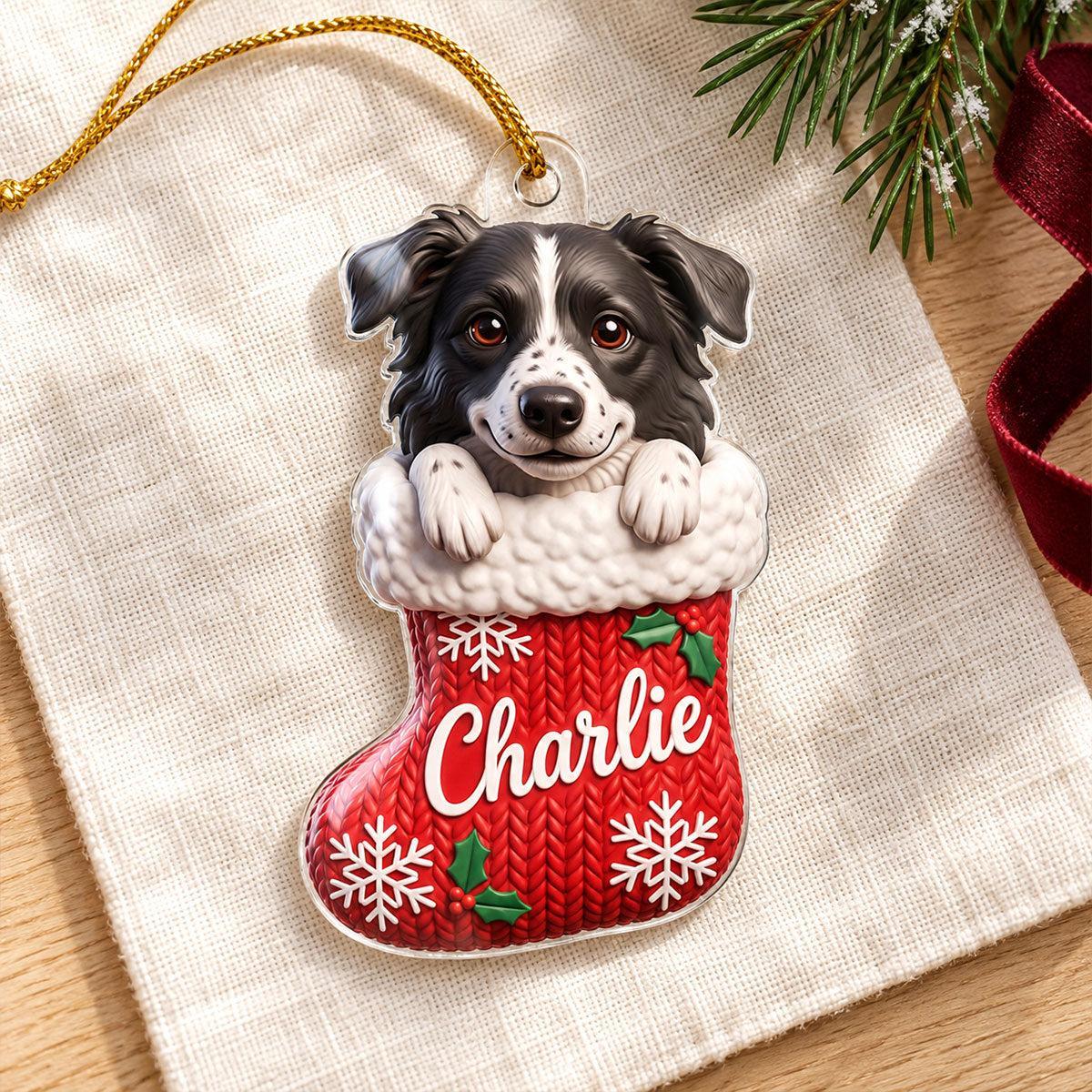 Custom Dog Cat Pet Stocking - Personalized Acrylic Ornament - Christmas Gift for Dog Cat Mom - MyPhotoSocksAu