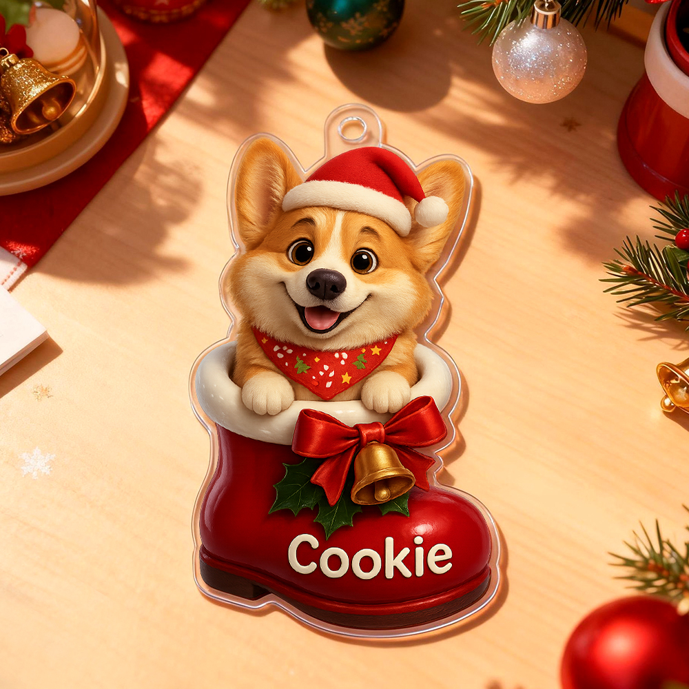 Custom Acrylic Car Hanger Pet Love In Stocking Christmas Gifts for Cute Pets Cats Xmas Lovely Gift In Memory of Your Pets Existence - MyPhotoSocksAu