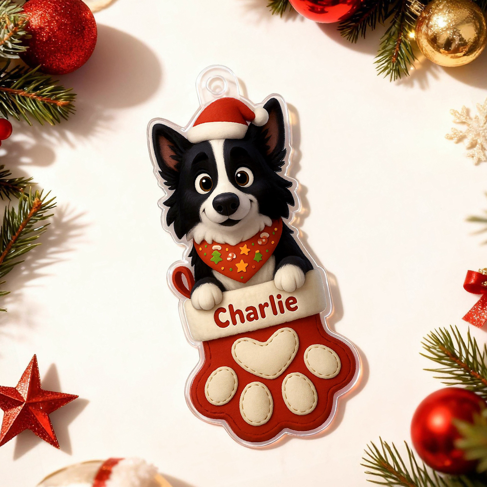 Custom Acrylic Car Hanger Pet Love In Stocking Christmas Gifts for Cute Pets Cats Xmas Lovely Gift In Memory of Your Pets Existence - MyPhotoSocksAu