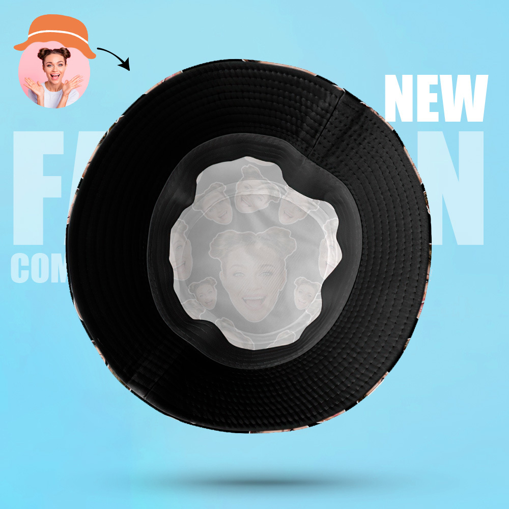 Custom Mash Face Bucket Hat Unisex Face Bucket Hat Summer Outdoor Hat for Valentine - MyPhotoSocksAu