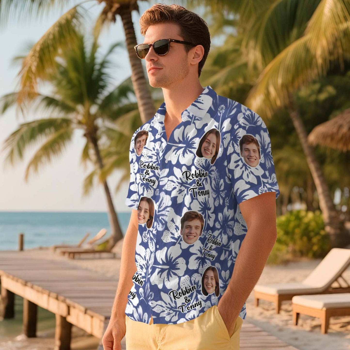 Custom Men Hawaiian Shirts Two Face Shirt Aloha Lush Tropical Foliage Hawaiian Shirt Gift for Summer Vibe Holiday - MyPhotoSocksAu