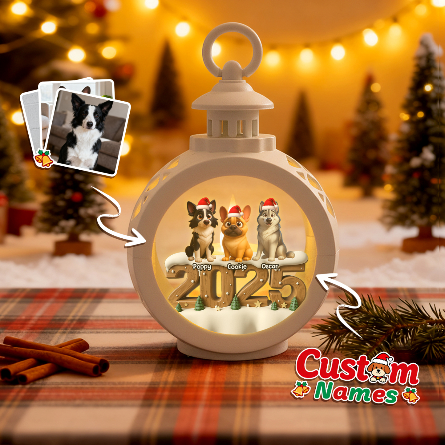 Custom 2025 Christmas Lantern Beside You Anime Photos Personalized Christmas Gifts for Pet Lovers - MyPhotoSocksAu
