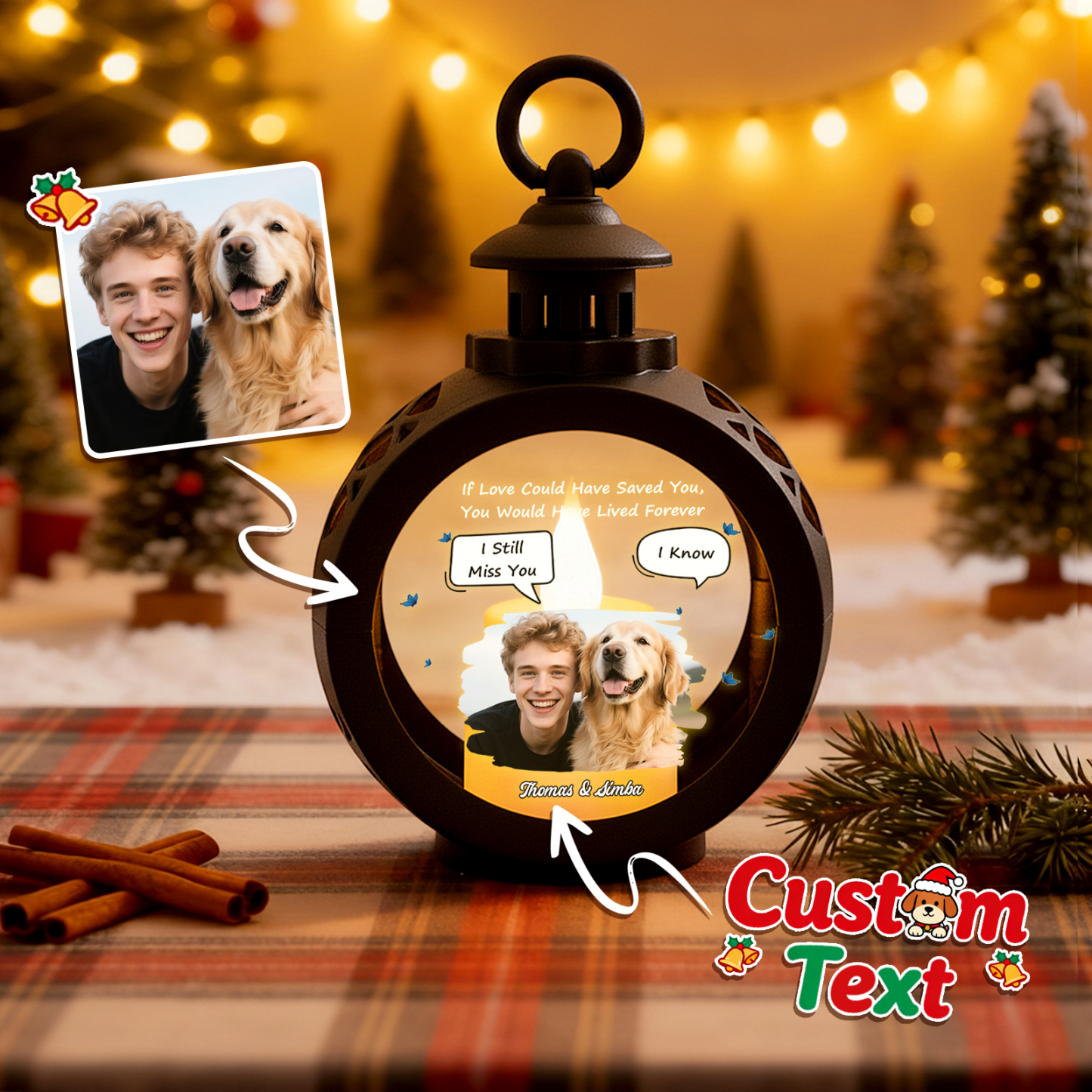Beside You - Personalized Custom 3D Effect Christmas Lantern - MyPhotoSocksAu