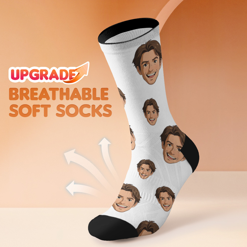 Custom Big Face Socks Photo Colorful Personalized Design Best Gift Idea Funny Face for Lover - MyPhotoSocksAu