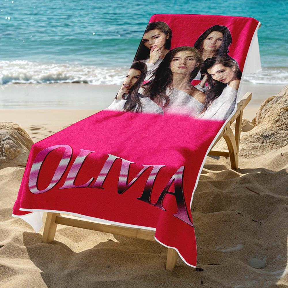 Custom Photo Beach Towel Muti-face Colored Beach Towel Summer Funny Gift Idea Pink Beach Towerl - MyPhotoSocksAu
