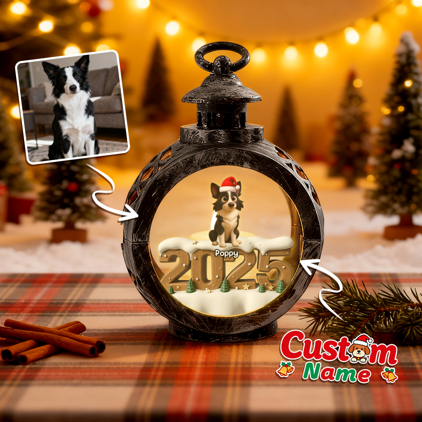 Custom 2025 Christmas Lantern Beside You Anime Photos Personalized Christmas Gifts for Pet Lovers - MyPhotoSocksAu