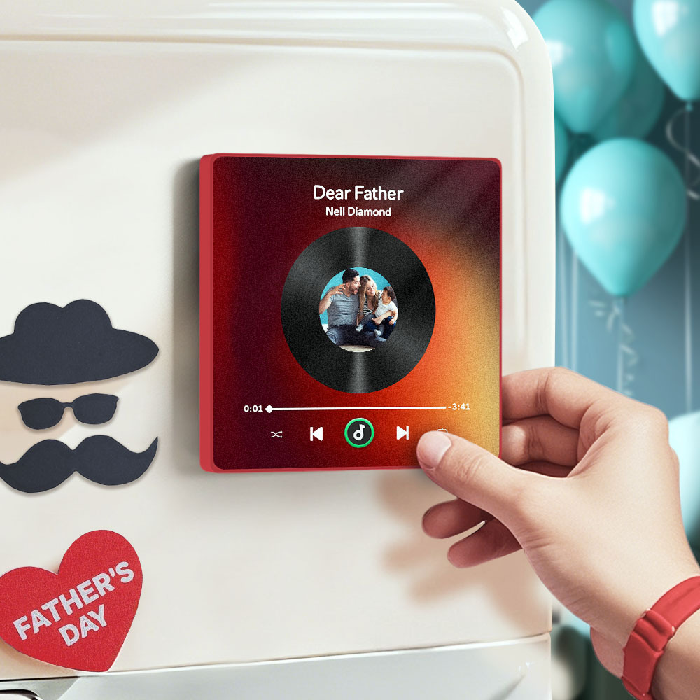 Father's Day Custom Music Fridge Magnet Gift Colorful Frame Album Fridge Magnet Music Wall Photo Sticker Music Movement That Can Be Played Gift - MyPhotoSocksAu