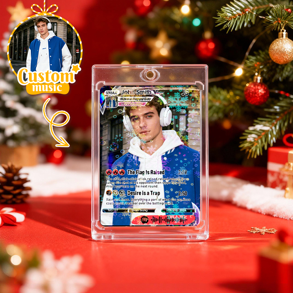 Personalized Photo Trading Card Custom Music Blue Audio Track Code Card Valentine Card Photo Gift Idea - MyPhotoSocksAu