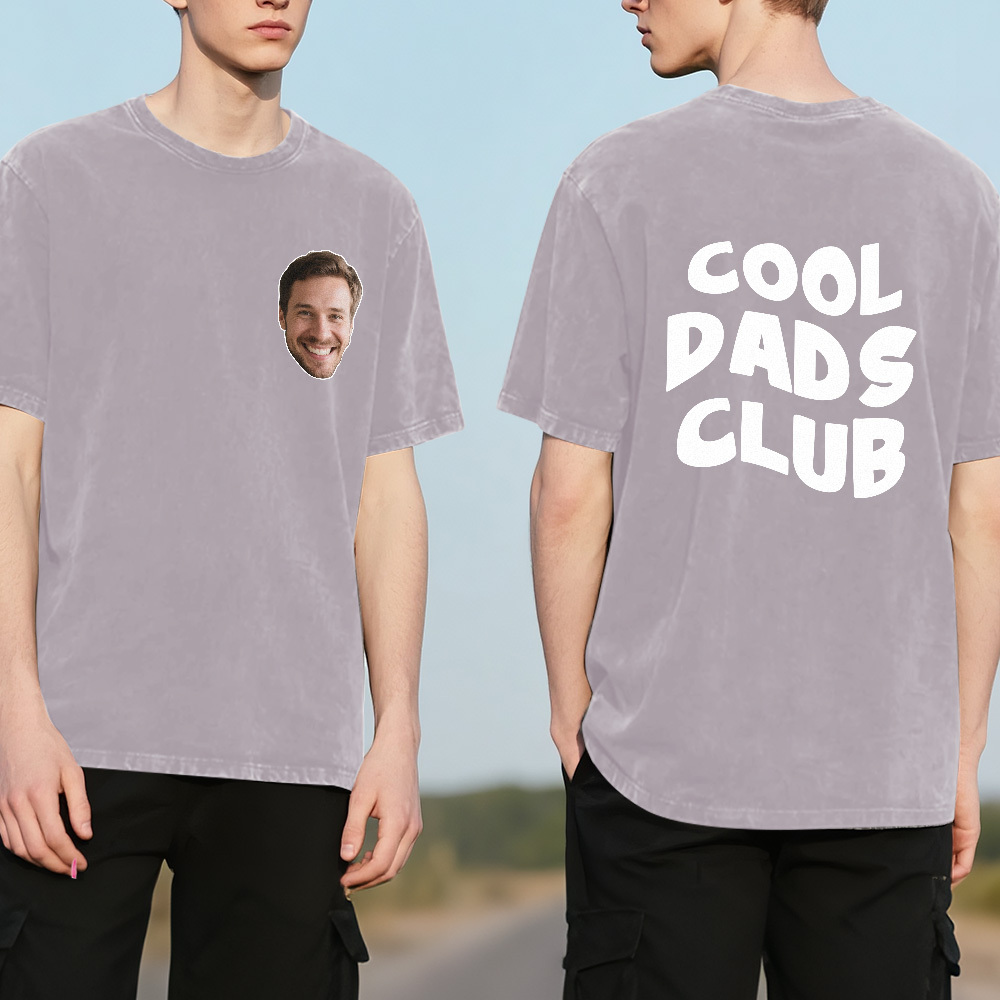 Custom Retro Photo T-Shirt for Dad Personalized Text Picture Shirt Vintage Style Fathers Day Gift - MyPhotoSocksAu