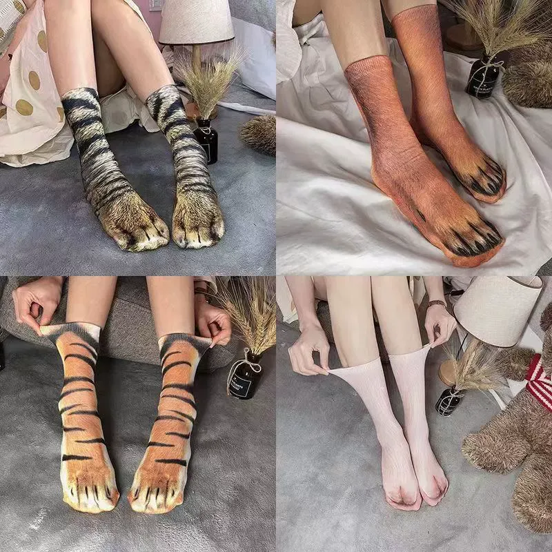 Realistic Animal Paw Print Socks – Lifelike Cat & Dog Claw Effect Novelty Fun Christmas Gift Socks for Pets Lover Kids - MyPhotoSocksAu