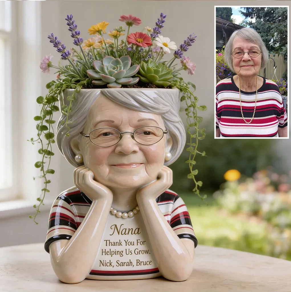 Thank You For Helping Me Grow - Personalized Mother Acrylic Pot - MyPhotoSocksAu