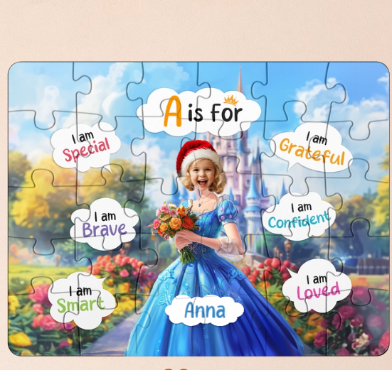 Princess Blue Dress - Board Game For Daughters, Kids - Personalized Photo Jigsaw Puzzle
