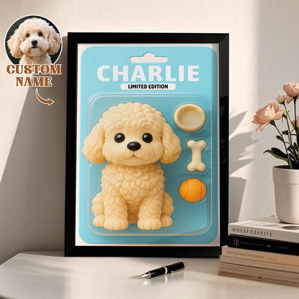 Custom Pet Photo Cartoon Wooden Frame Decorations Cute Decor Plaque Gifts - MyPhotoSocksAu
