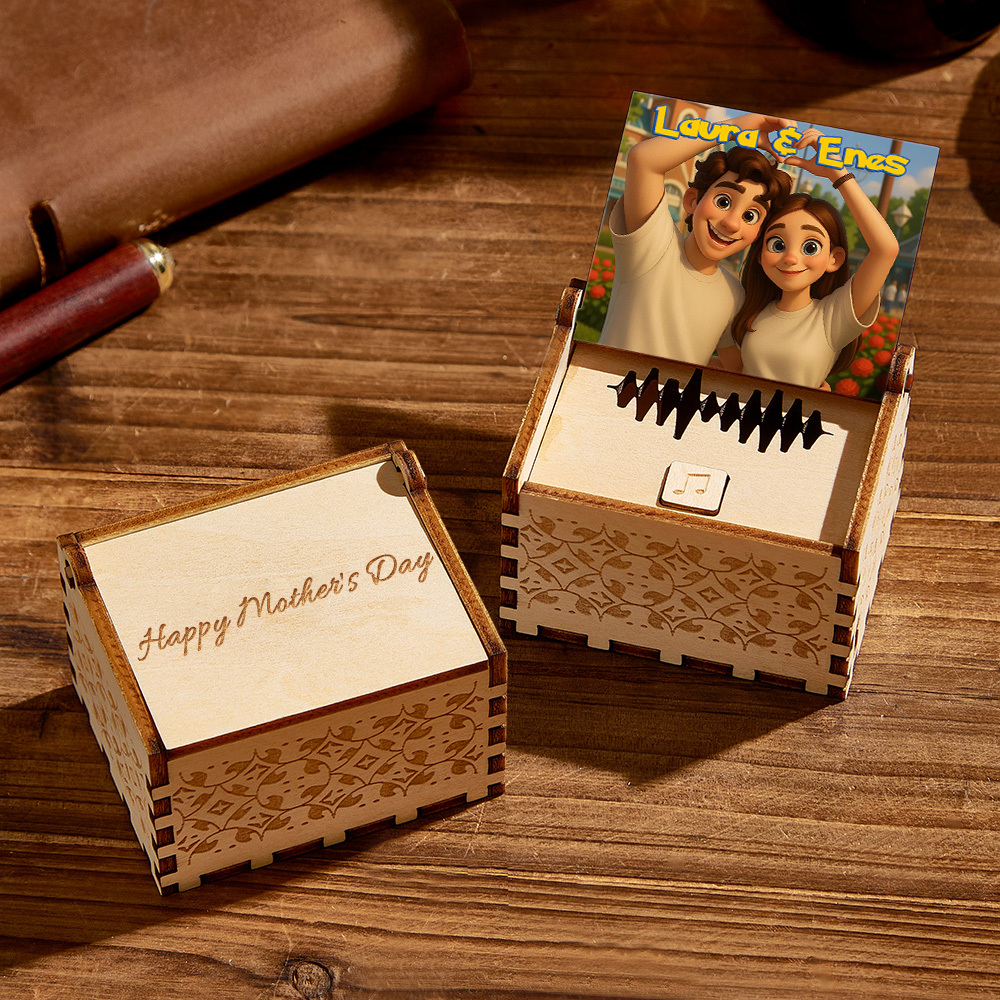 Custom Digital Music Box Any song Tune or Voice Personalized Anime Photo Wooden Photo Music Box with Text Anniversary Gifts - MyPhotoSocksAu