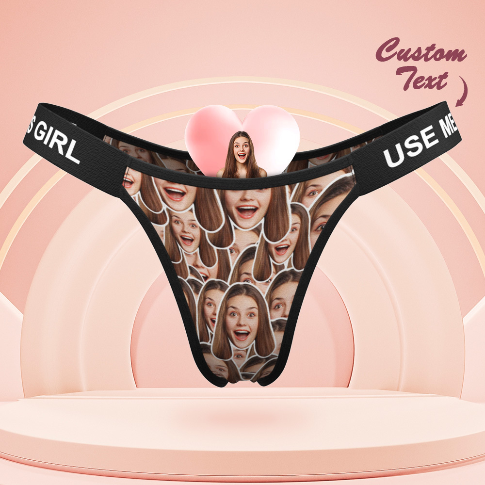 Valentine's Gift Custom Mash Face Panties Makes Me Wet Personalized Waistband Engraved Thong Gift for Her - MyPhotoSocksAu