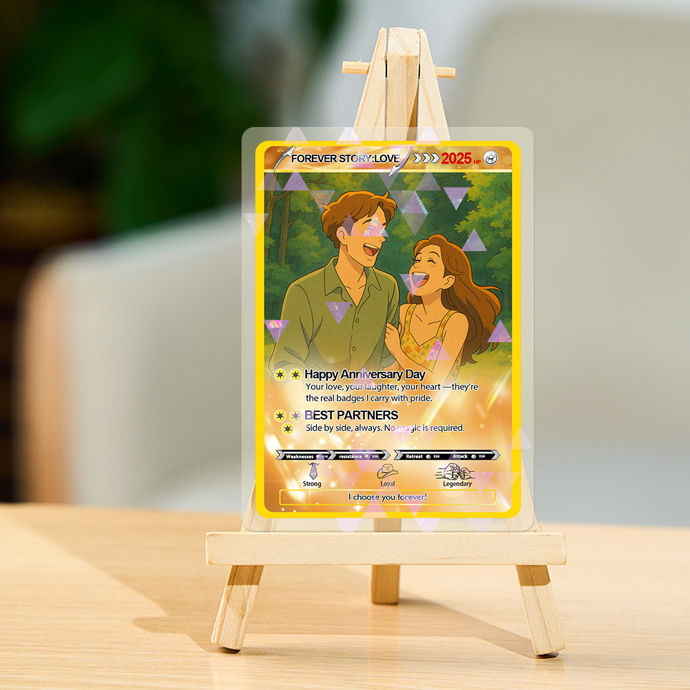 Personalized Cartoon Style Couple Card Personalized Poke Card for Anniversary Gift Birthday Keepsake for Girlfriend or Boyfriend - MyPhotoSocksAu