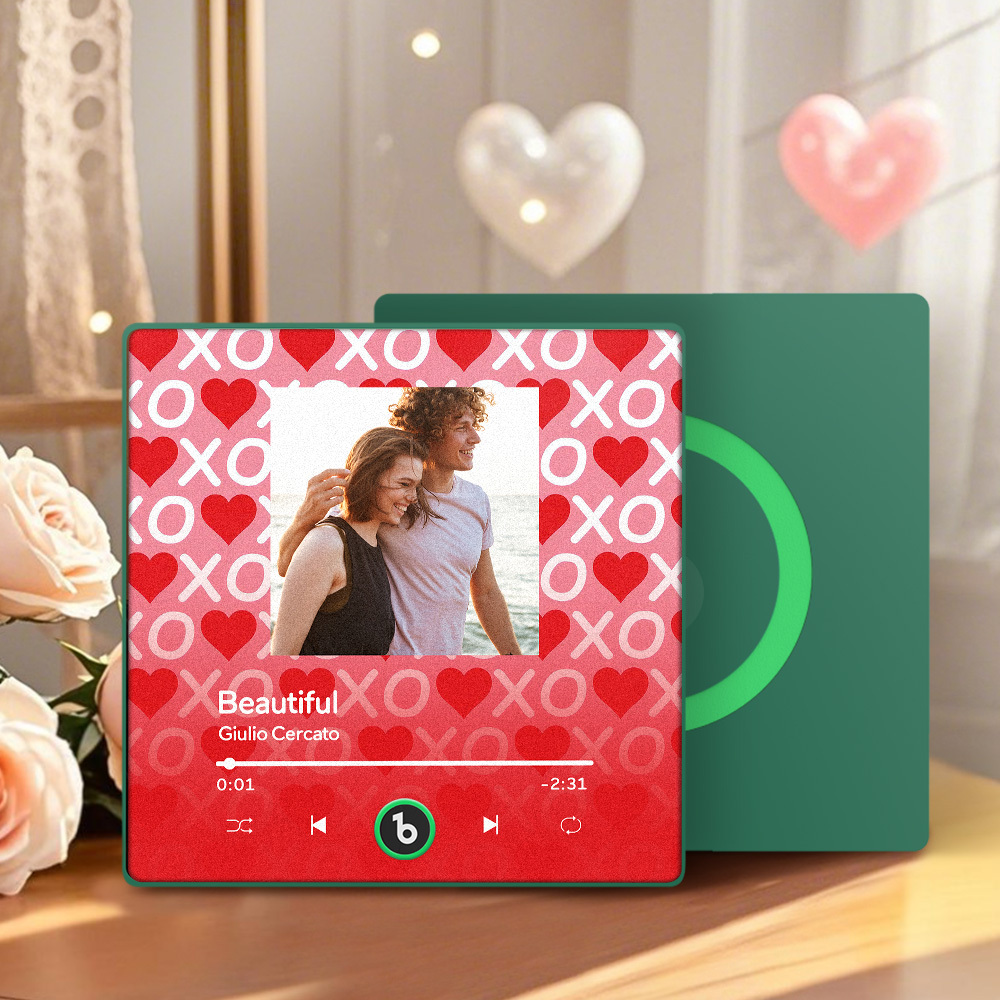 Personalized Music Fridge Magnet Pink Valentine Gift Album Fridge Magnet Music Wall Photo Sticker Music Movement That Can Be Played Gift for Couple - MyPhotoSocksAu