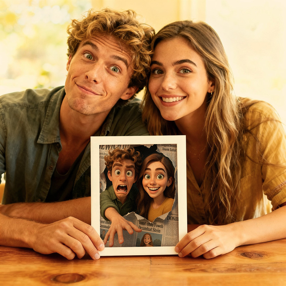 Personalized Glass Refraction Cartoon Portrait Wall Art Creative Custom Gift for Birthday or Christmas Ornament - MyPhotoSocksAu