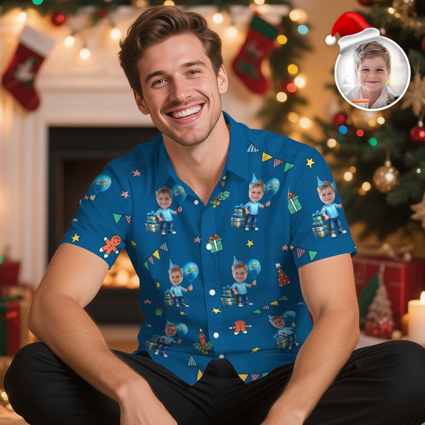 Custom Birthday Christmas Shirt Merry Christmas Multi-face Hawaiian Shirt  Gift for Family Xmas Gift - MyPhotoSocksAu
