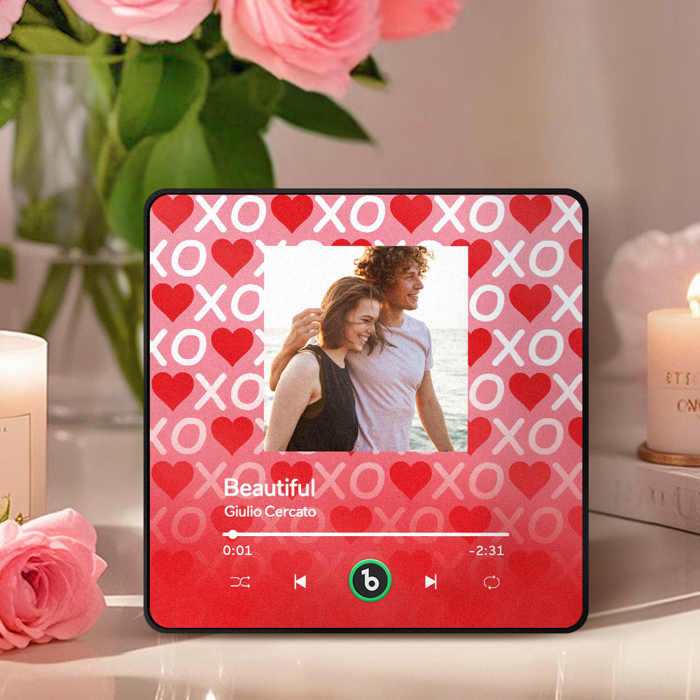 Personalized Music Fridge Magnet Pink Valentine Gift Album Fridge Magnet Music Wall Photo Sticker Music Movement That Can Be Played Gift for Couple - MyPhotoSocksAu