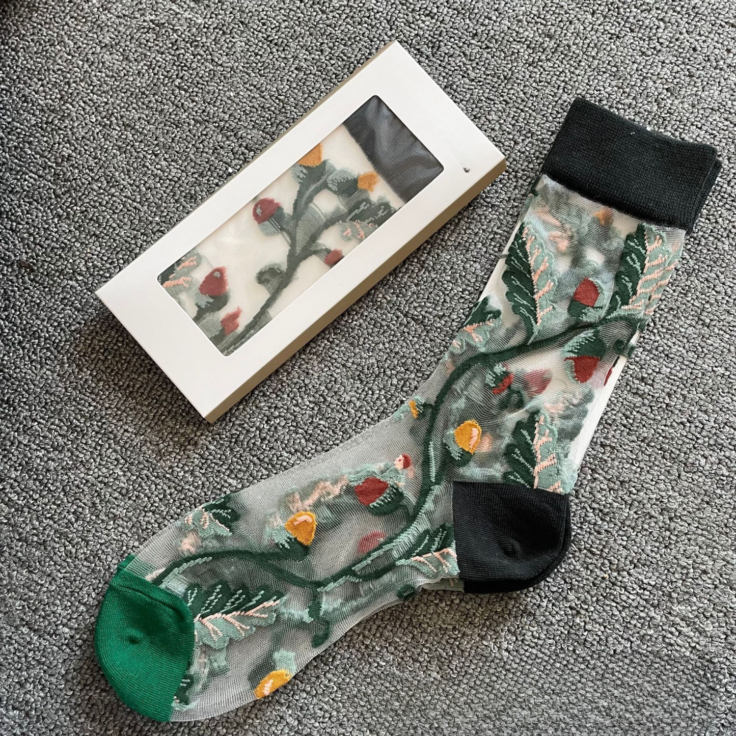 Women's Crystal Mini Stockings High Socks with Transparent Funny Drawing for Spring Summer - MyPhotoSocksAu
