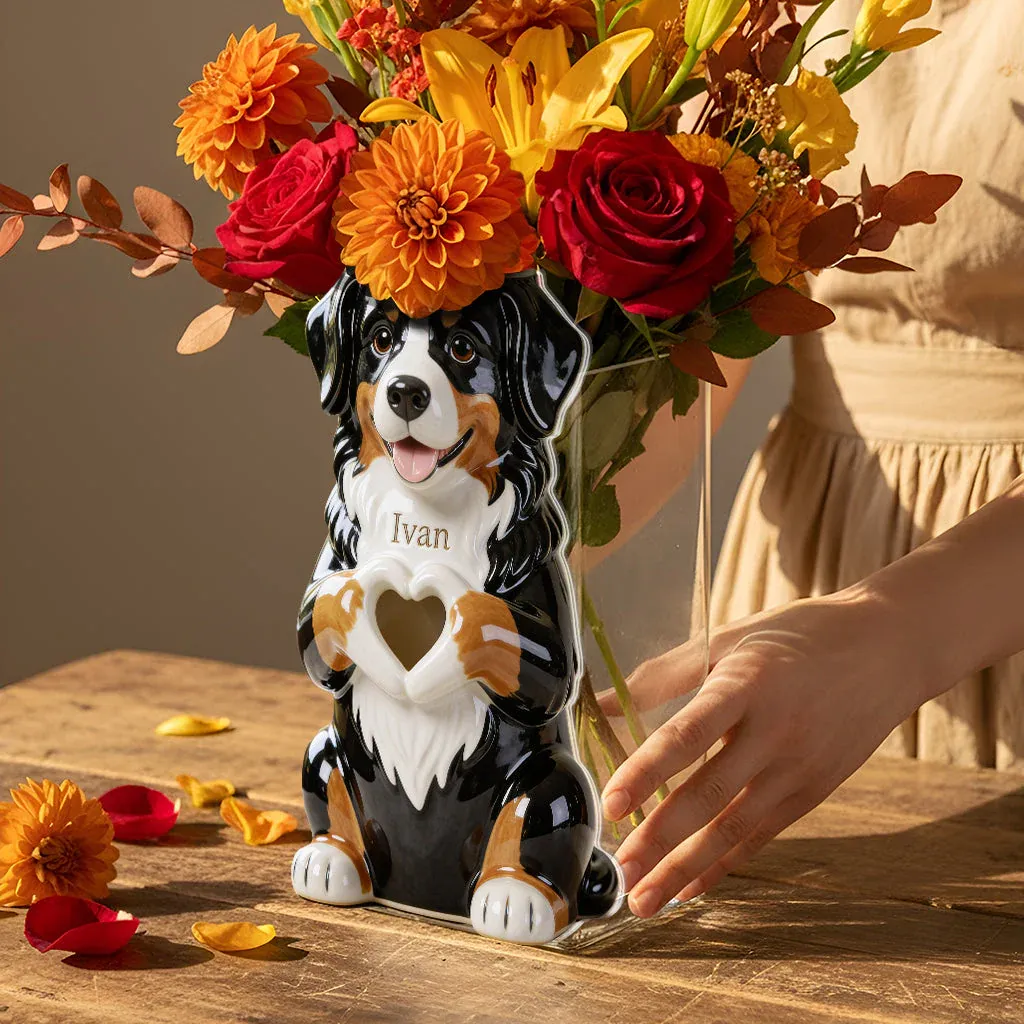 Custom Any Photo - Love My Pet - Personalized Dog Acrylic Pot - MyPhotoSocksAu