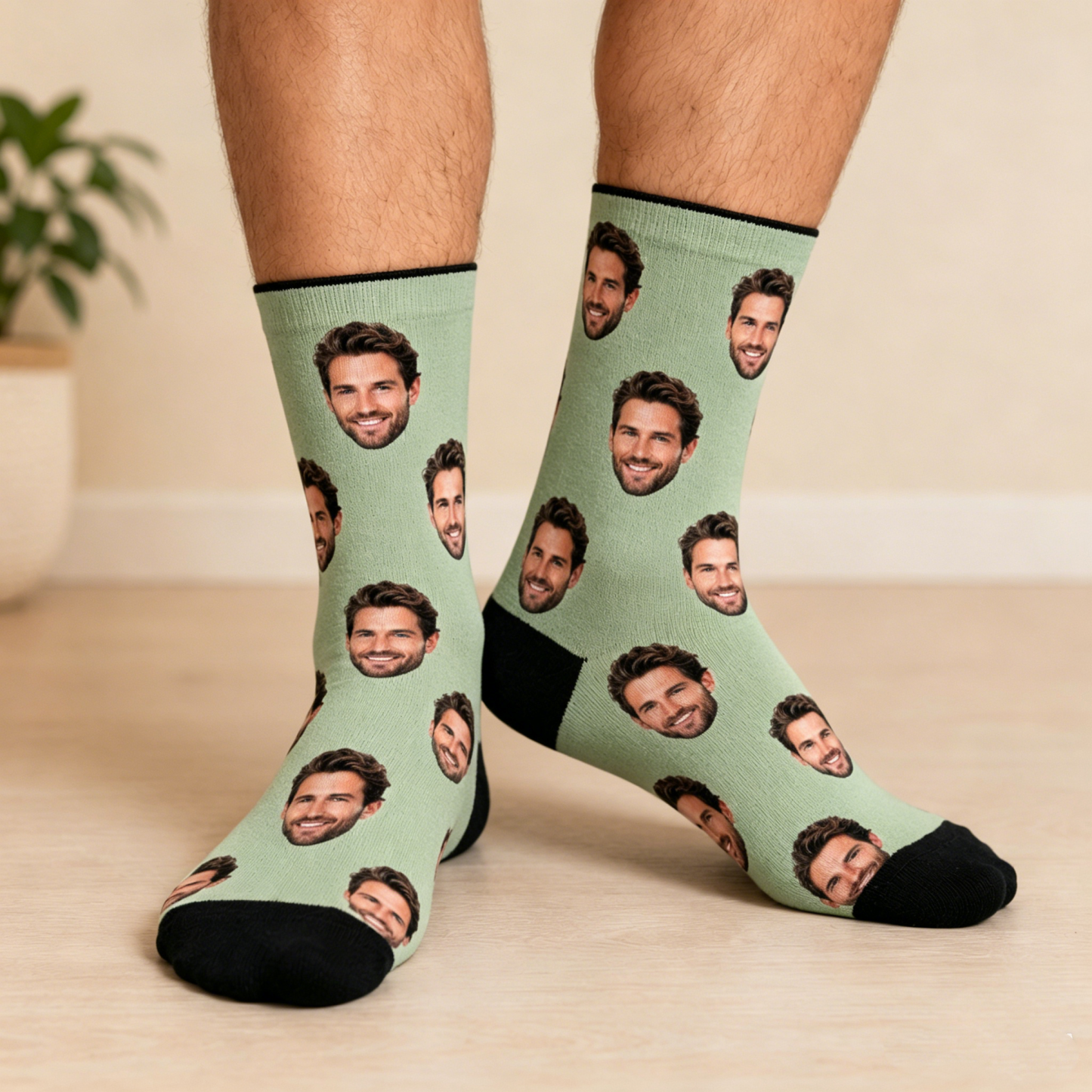 Custom Face Socks for Dad, Morandi Tones Personalized Photo Crew Socks, Father's Day Gift for Him - MyPhotoSocksAu