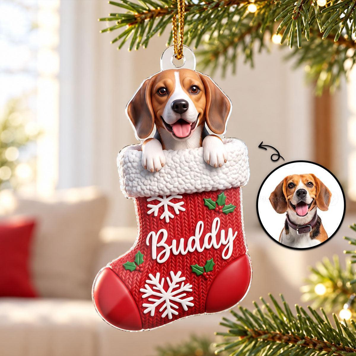 Custom Dog Cat Pet Stocking - Personalized Acrylic Ornament - Christmas Gift for Dog Cat Mom - MyPhotoSocksAu