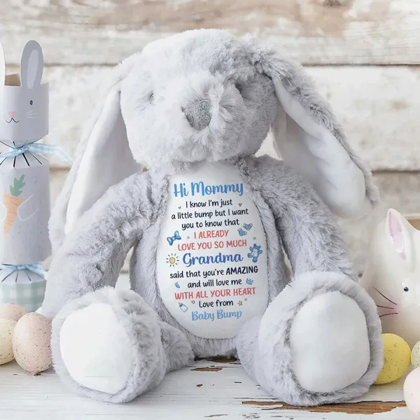 Dear Mommy I Love You - Personalized Stuffed Bunny - MyPhotoSocksAu