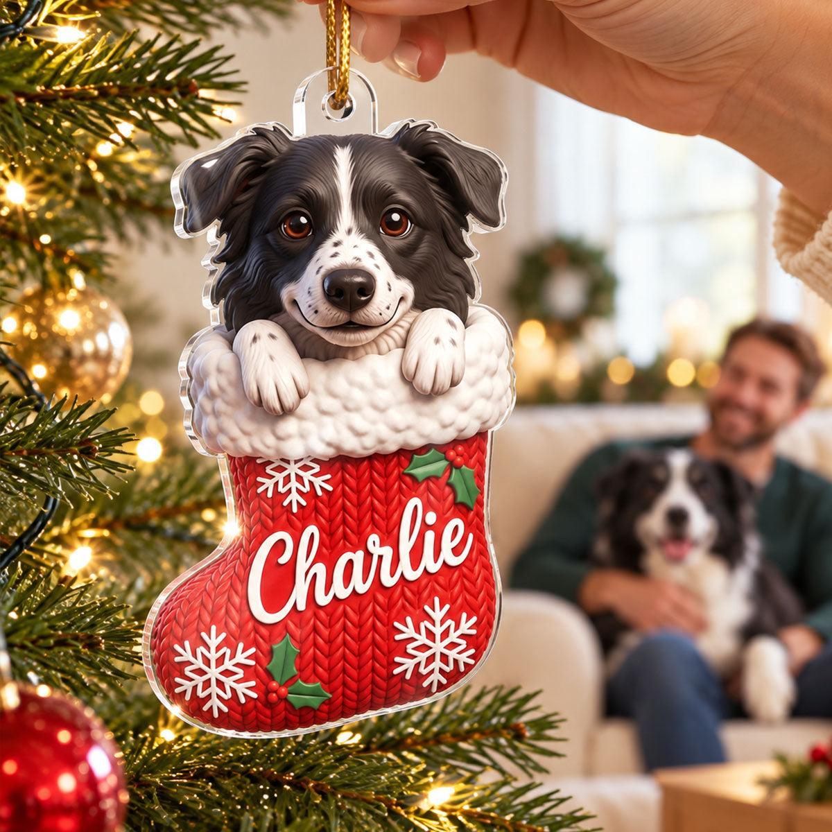 Custom Dog Cat Pet Stocking - Personalized Acrylic Ornament - Christmas Gift for Dog Cat Mom - MyPhotoSocksAu