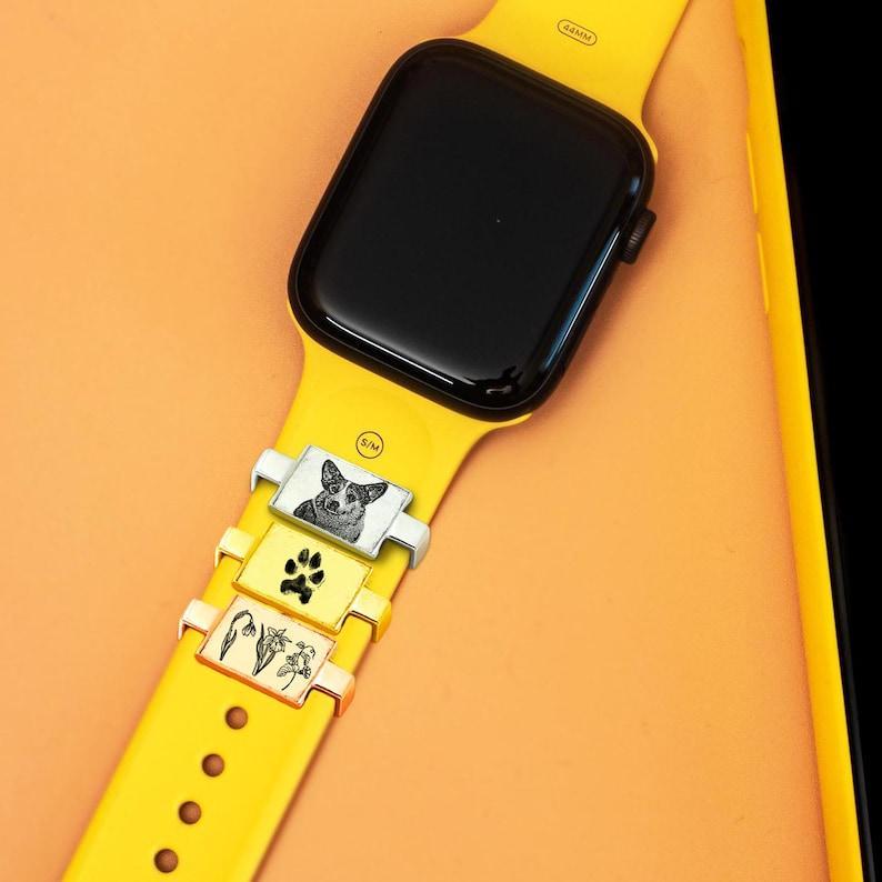 Personalized Watch Band Charm, Custom Photo Smart Watch Charm, Customized Picture Watch Strap Charm, Engraved Smart Watch Accessory - MyPhotoSocksAu