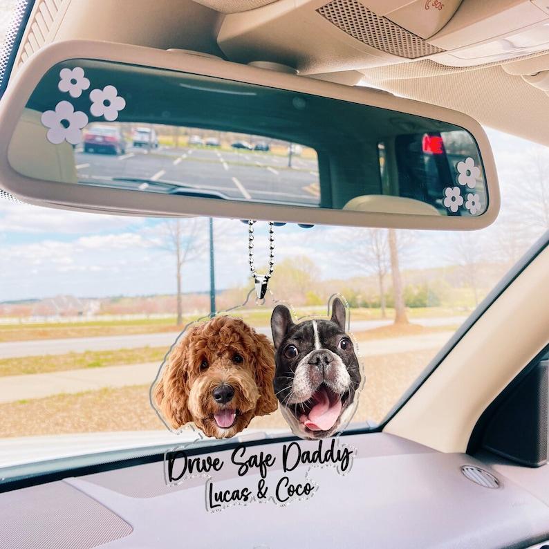 Fathers Day Gifts For Dog Dad, Custom Hanging Pet Photo Car Ornament, Dog Lovers Gifts, Car Accessories, Personalized Drive Safe Daddy Gifts - MyPhotoSocksAu