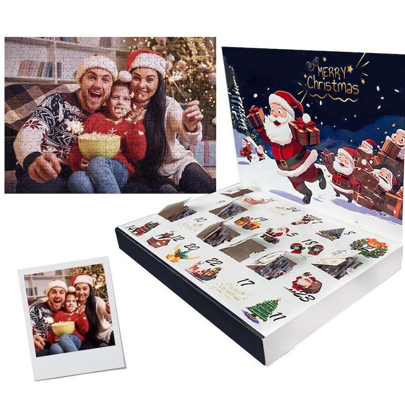 Personalized Photo Advent Calendar, Custom Christmas Countdown Jigsaw Puzzle, Unique Holiday Gift Toy, Personalized Jigsaw Puzzle Adult