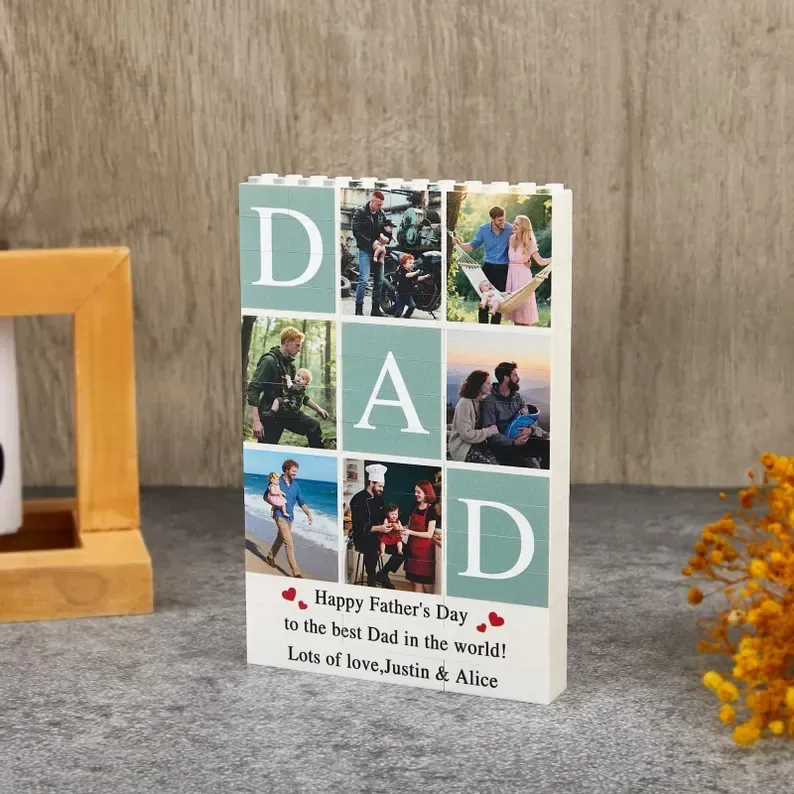Personalized Photo Puzzle Frame Made From Building Blocks – A Loving Gift For Father's Day - MyPhotoSocksAu