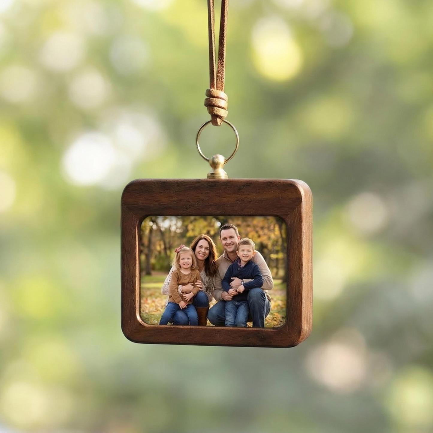 Personalized Wood Car Charm Photo Ornament | Custom Rearview Mirror Picture Frame | Gift for Husband Boyfriend, Fathers Day Gift from Kids - MyPhotoSocksAu