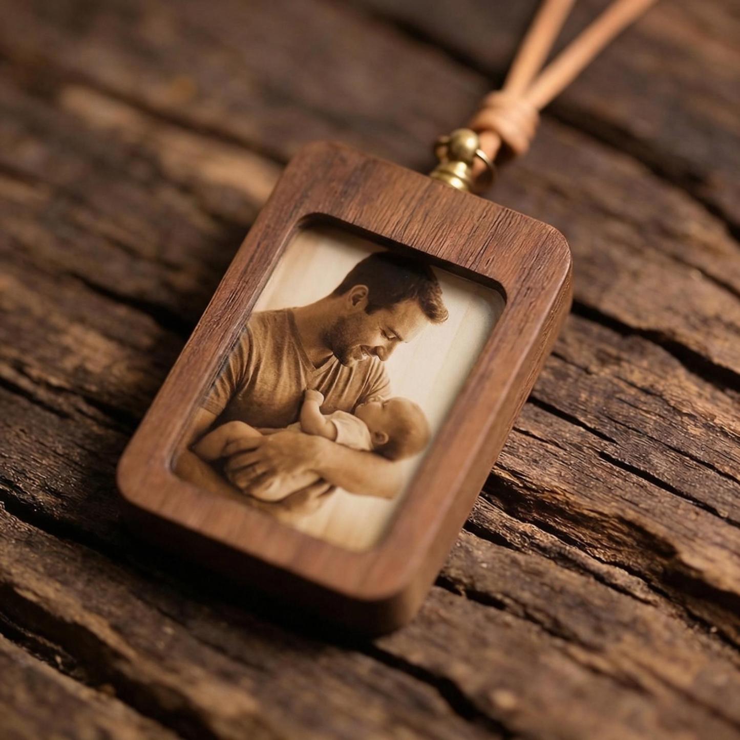 Personalized Wood Car Charm Photo Ornament | Custom Rearview Mirror Picture Frame | Gift for Husband Boyfriend, Fathers Day Gift from Kids - MyPhotoSocksAu