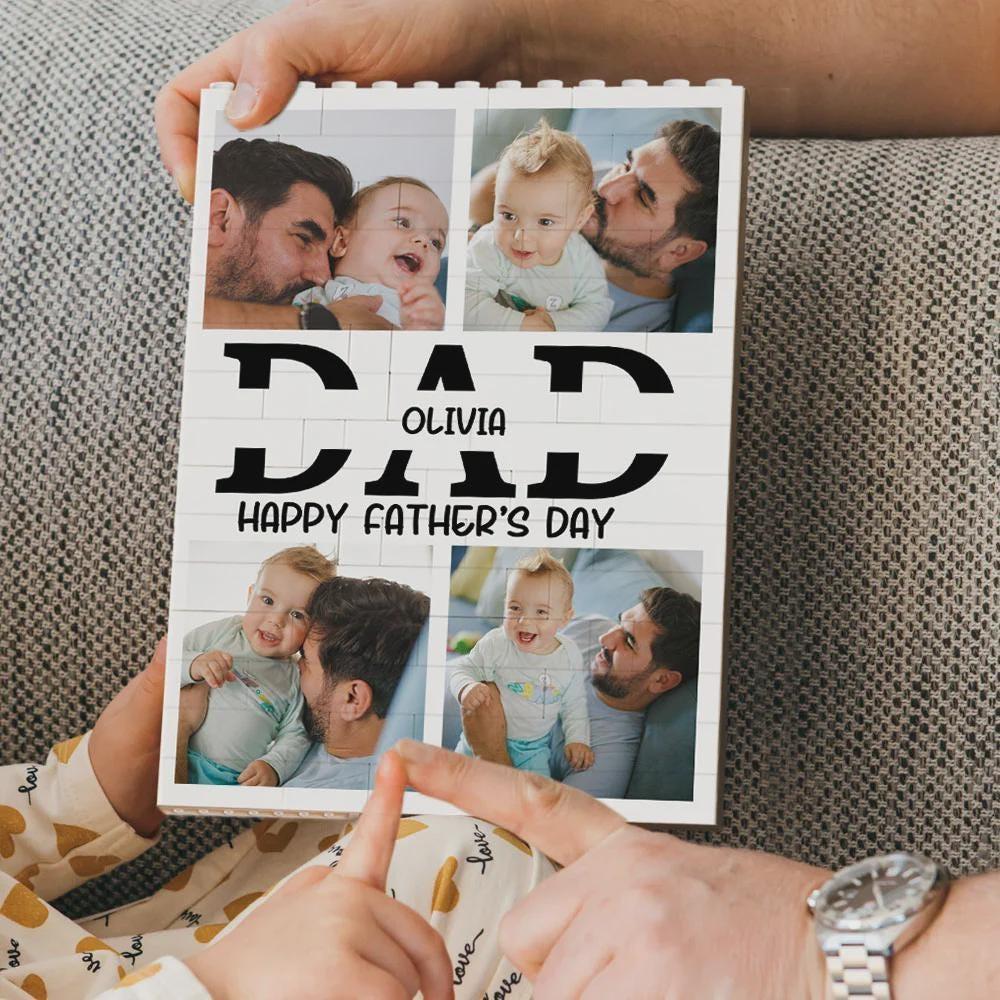 Personalized Photo Puzzle Frame Made From Building Blocks – A Loving Gift For Father's Day - MyPhotoSocksAu