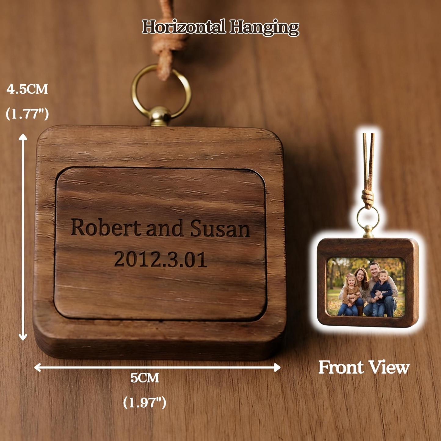Personalized Wood Car Charm Photo Ornament | Custom Rearview Mirror Picture Frame | Gift for Husband Boyfriend, Fathers Day Gift from Kids - MyPhotoSocksAu
