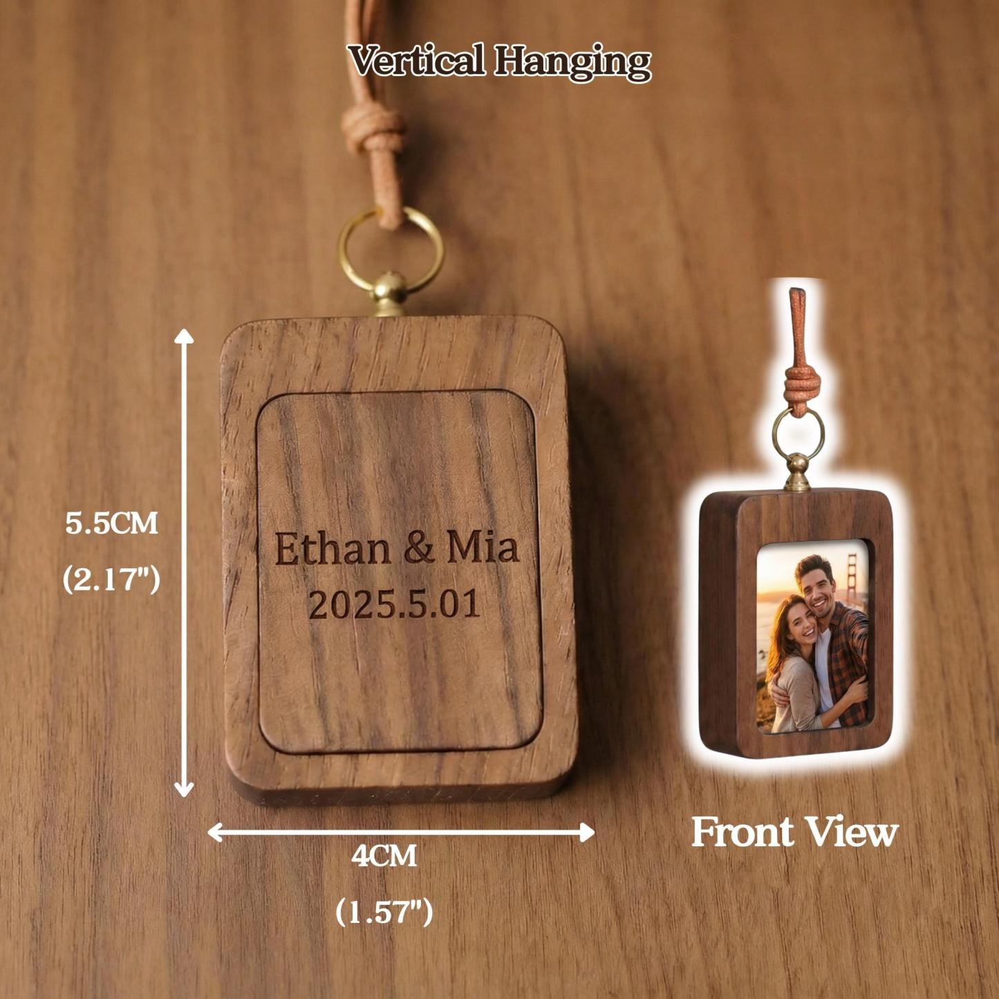 Personalized Wood Car Charm Photo Ornament | Custom Rearview Mirror Picture Frame | Gift for Husband Boyfriend, Fathers Day Gift from Kids - MyPhotoSocksAu