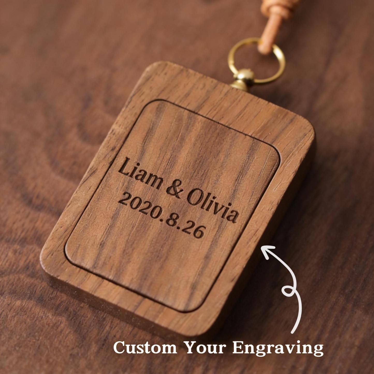 Personalized Wood Car Charm Photo Ornament | Custom Rearview Mirror Picture Frame | Gift for Husband Boyfriend, Fathers Day Gift from Kids - MyPhotoSocksAu