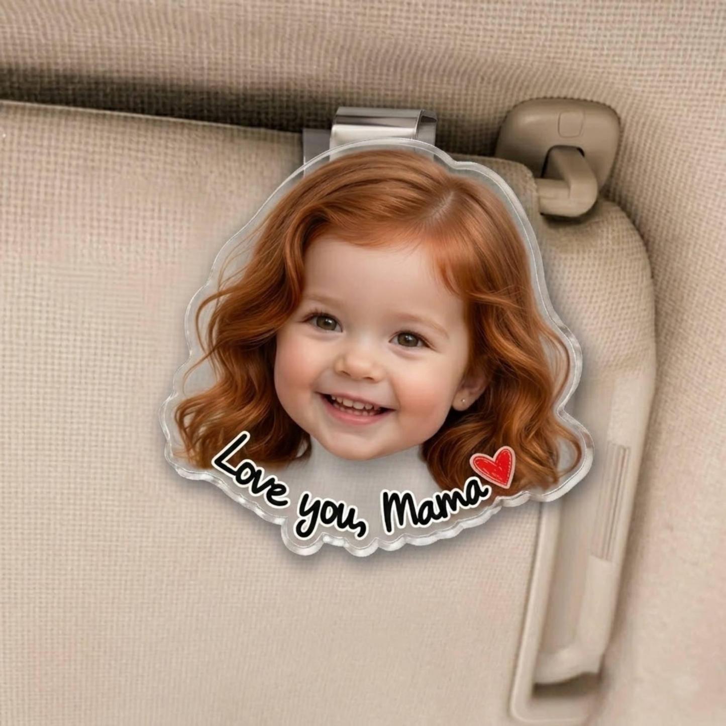 Custom Funny Baby Face Photo Car Visor Clip, Fathers Day Gift For Dad, Kids Photo Visor Clip, Drive Safe Daddy Gift, We Love You Daddy Gifts - MyPhotoSocksAu