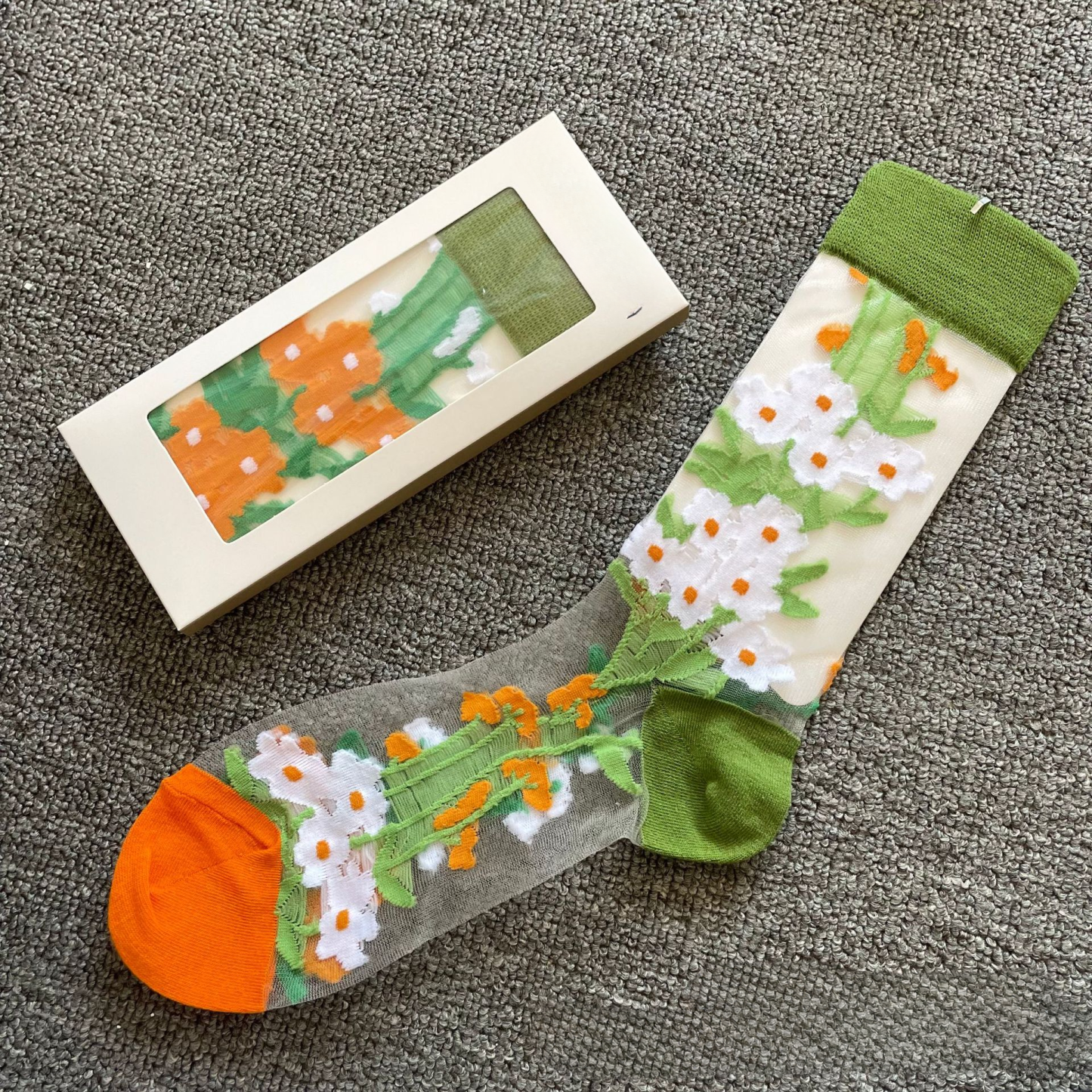 Women's Crystal Mini Stockings High Socks with Transparent Funny Drawing for Spring Summer - MyPhotoSocksAu