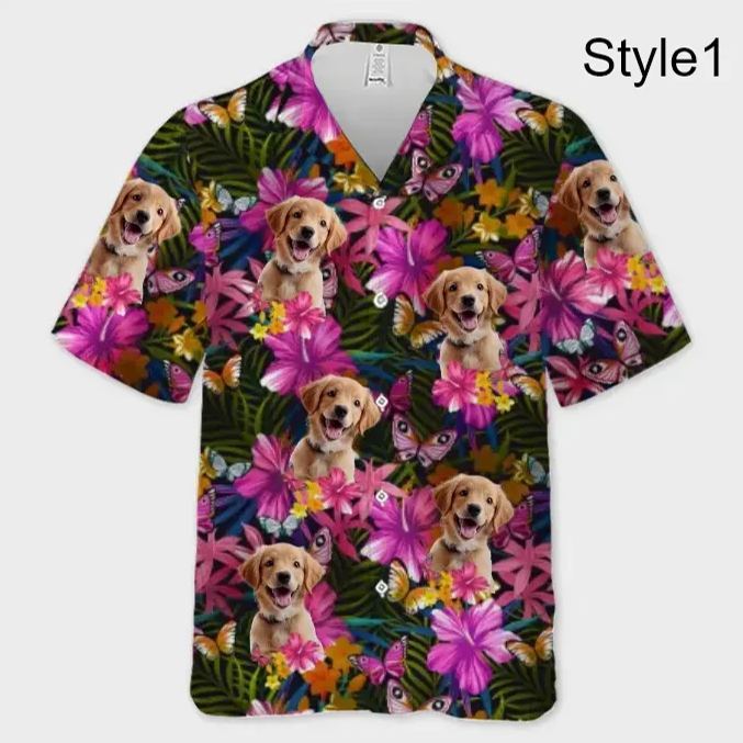 Custom Photo Shirt Dog & Cat Personalized Custom Unisex Tropical Hawaiian Aloha Shirt - Summer Vacation Gift, Gift For Pet Owners, Pet Lovers - MyPhotoSocksAu